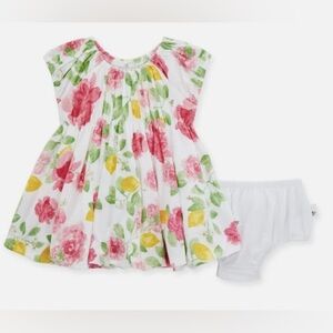 NWOT Burt’s Bee Baby Organic Cotton Floral Lemon Bee Bubble Dress